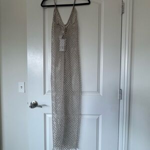 Zara Beige Crochet Maxi Dress